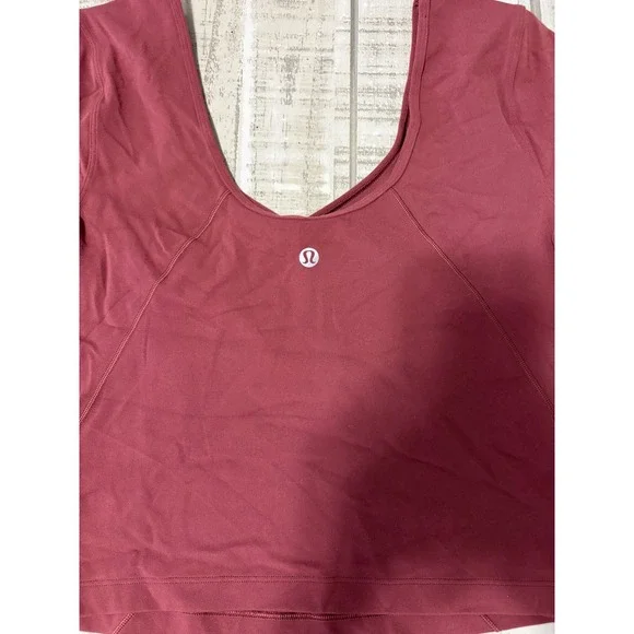 Lululemon Align Cropped T-Shirt Scoop Neck Short Sleeve Red Women's Size 6 - Picture 3 of 6